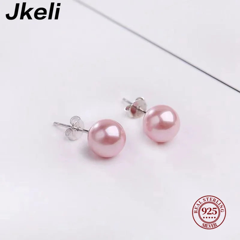 Jkeli Fashion 925 Sterling Silver Freshwater Pearl Stud Earrings Gold Ball Earrings For Women Silver Jewelry Pierced 4-14MM