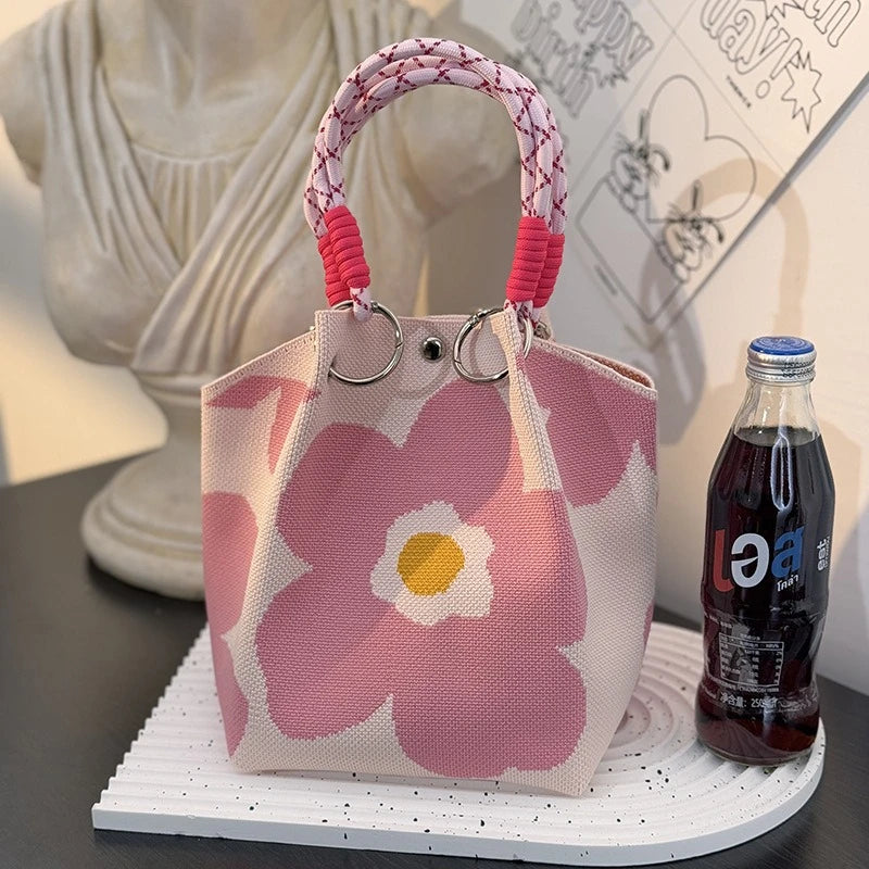 Women's Knitted Handbag Tote Bag - Fashion Water Bucket Purse for Work, Travel, Shopping