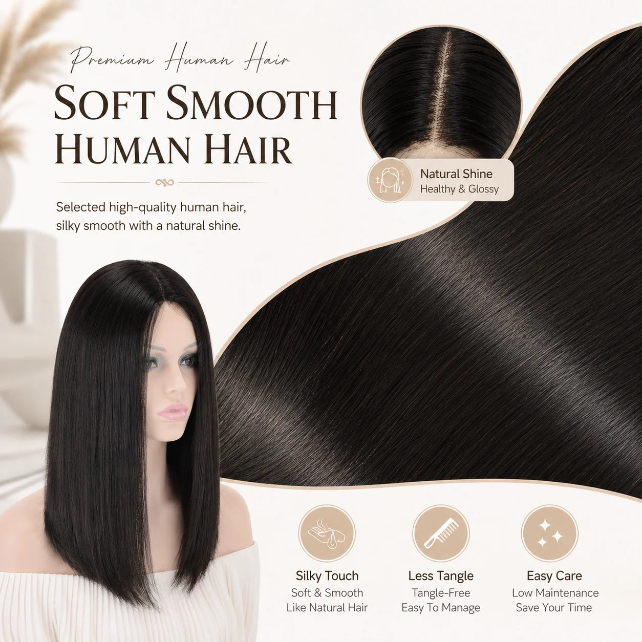 TUWG02 European Virgin Human Hair Lace Front Wig for White Women Glueless Jewish Style 130% Density Lace Top Wig Human Hair Wigs