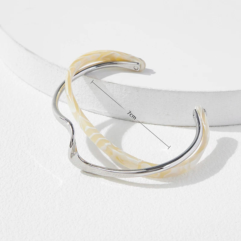 White Acrylic Bracelets Board Bend Metal Bangles Womens Hand Bracelets Geometric C- shaped Opening Bracelets Jewelry Gifts K