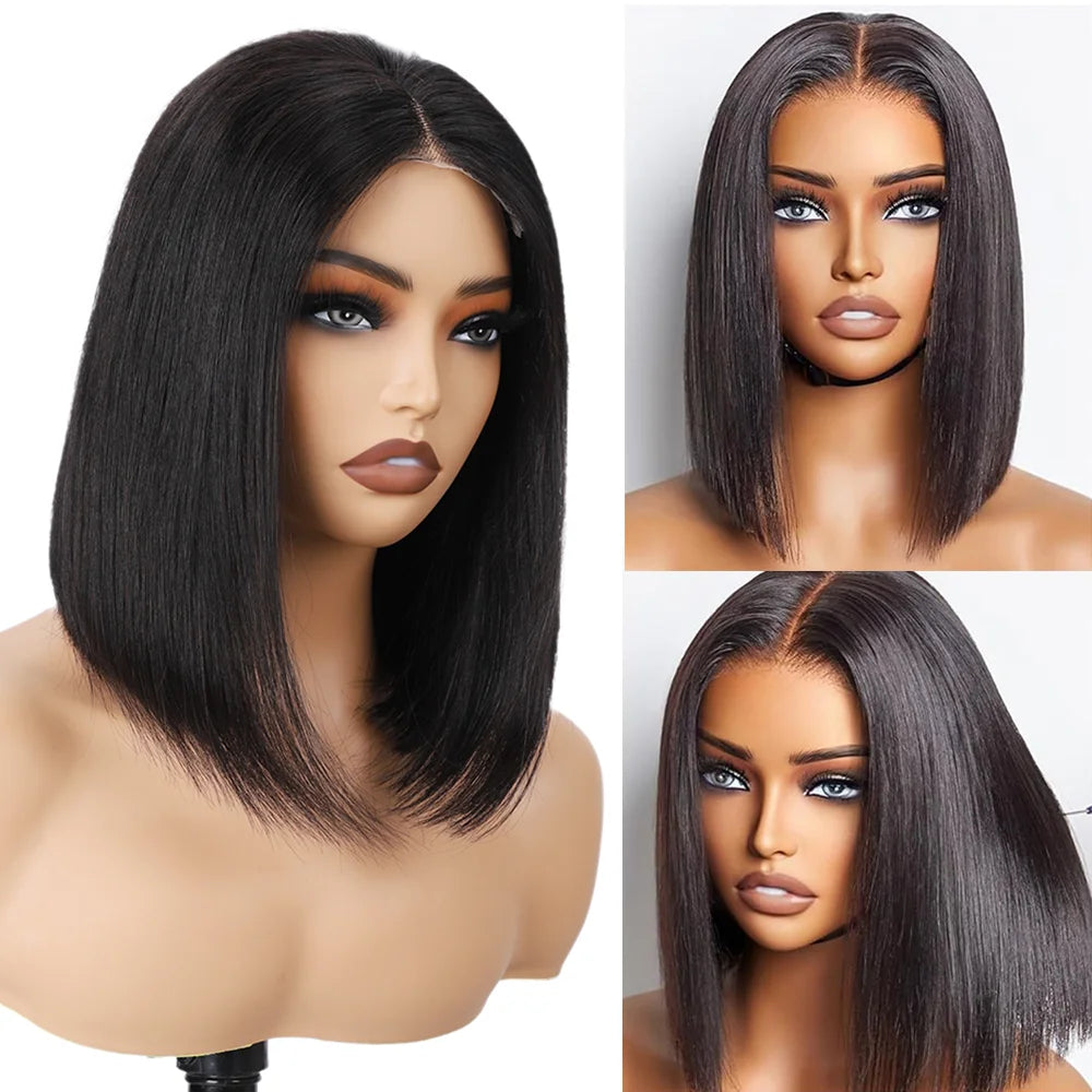 Wear and Go Glueless Wig Bob Human Hair Straight Short Bob Wig Human Hair Gluleless Wigs For Beginner Lace Closure Wig For Women